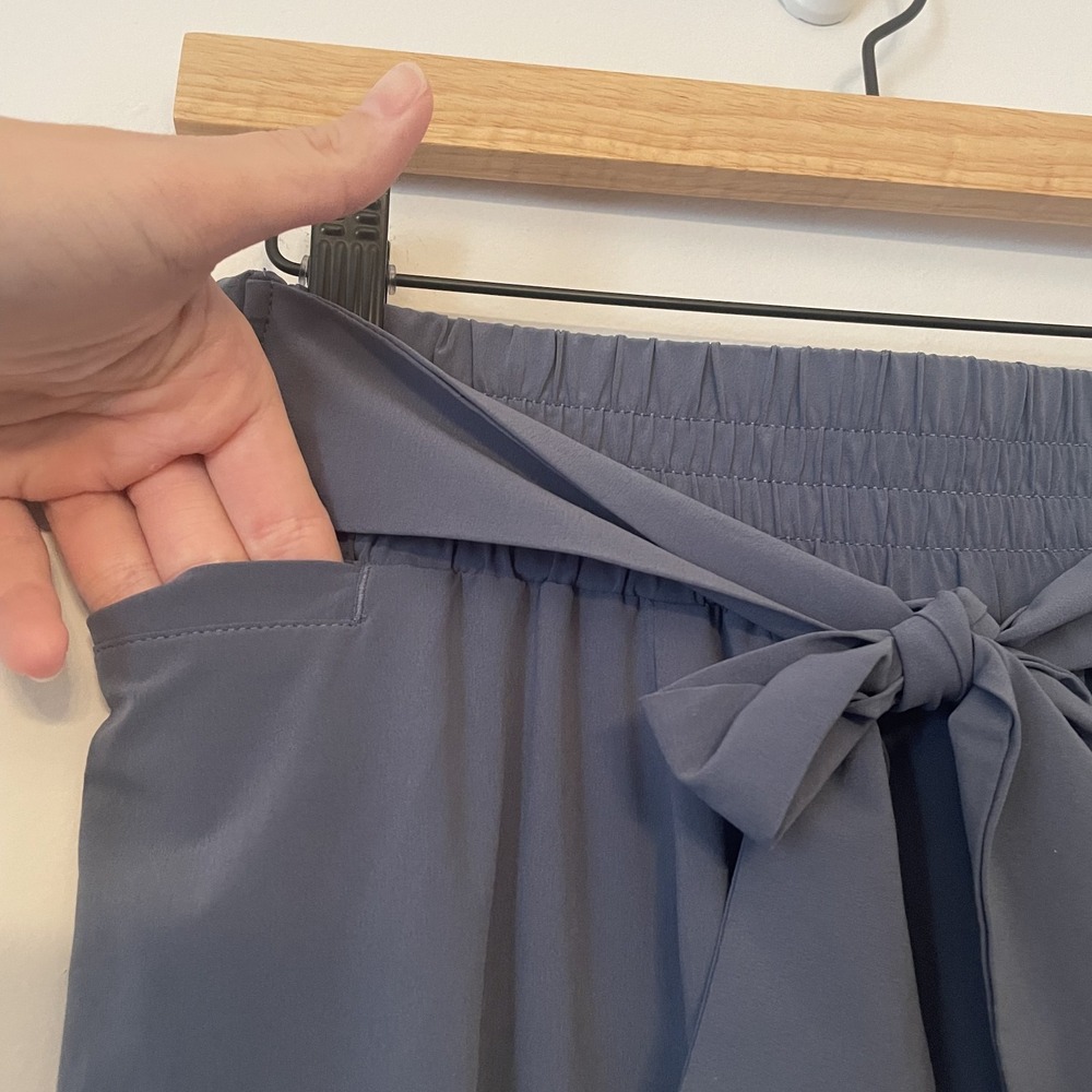 Aday Easy Days Pants Mineral Blue Size M Tie Waist Cropped Stretch Althleisure - Picture 6 of 10